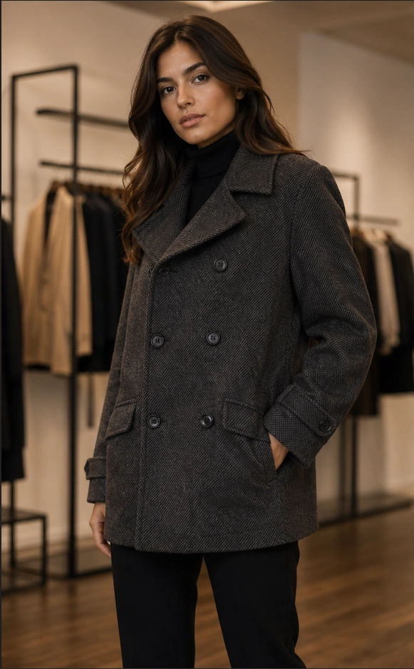 Primark Charcoal Heather Double-Breasted Pea Coat