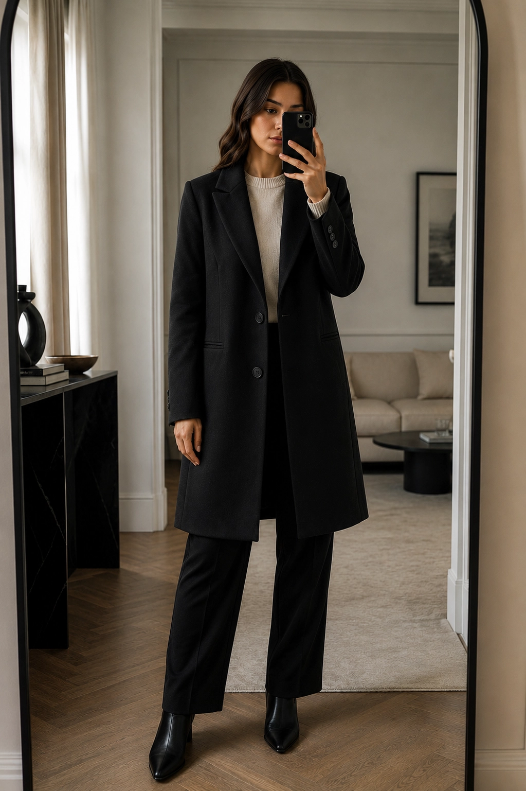 Primark Black Tailored Wool-Blend Coat