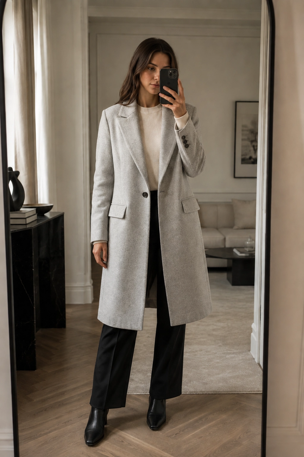 Primark Light Heather Grey Tailored Wool-Blend Coat