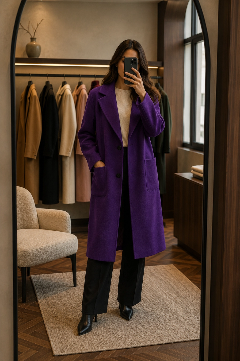 Primark Royal Purple Long Wool-Blend Overcoat